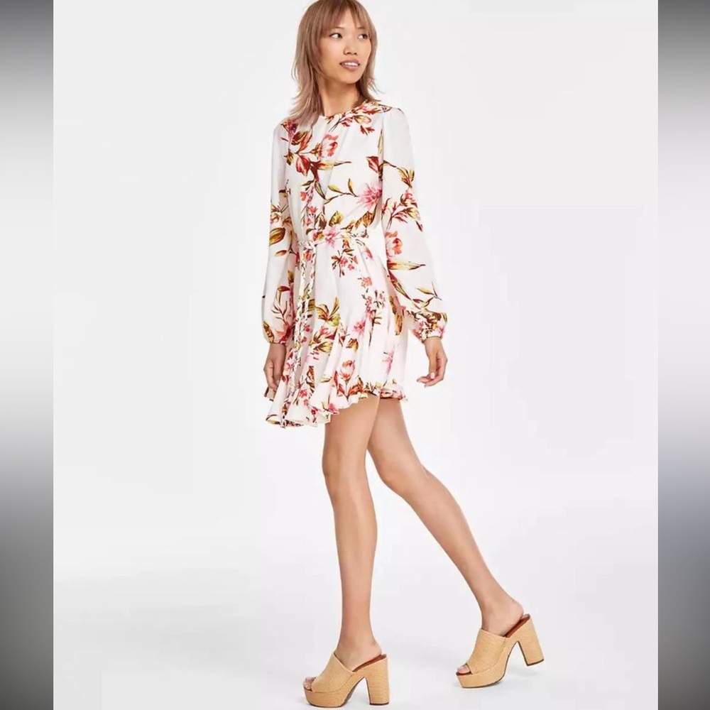 Tinsel long sleeve floral midi dress size xl